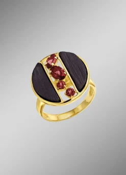 Outlet Damenring mit echt Rhodolith und Schiefer Damen Ringe