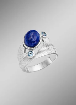 Discount Damenring mit Lapislazuli und Baby Blautopas Damen Ringe