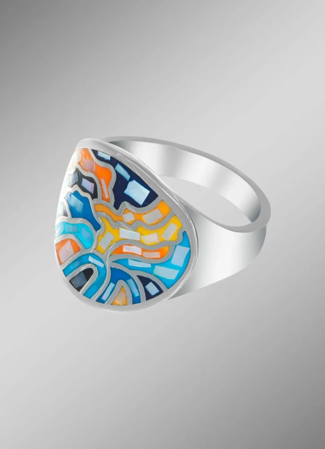 Discount Damenring mit Mosaik-Design Damen Ringe|Modeschmuck