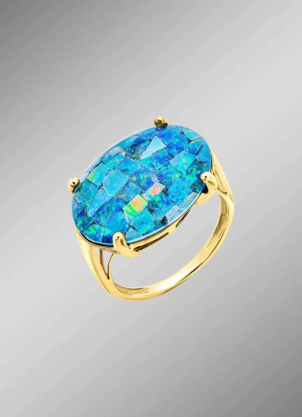 Discount Damenring mit Mosaik-Triplette, beh. Damen Ringe