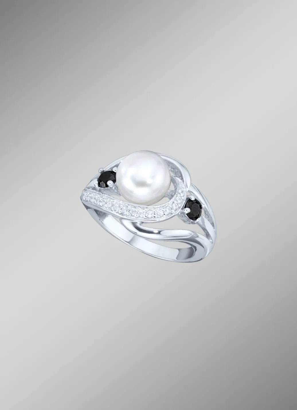Discount Damenring mit synthetischen Zirkonia und Süßwassser-Zuchtperle Damen Ringe