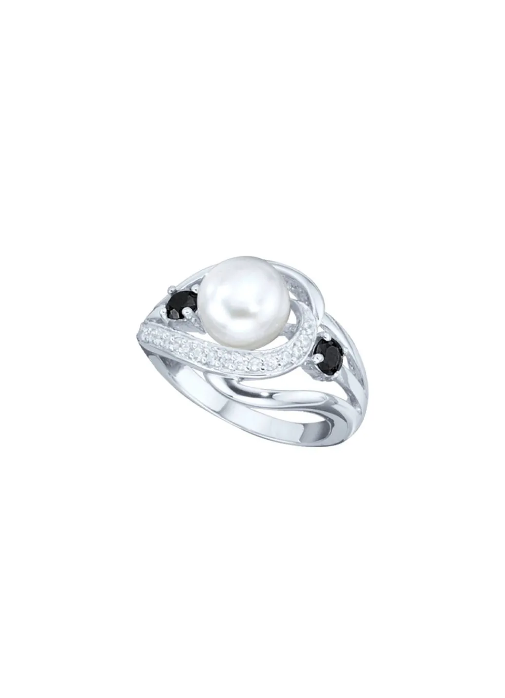 Discount Damenring mit synthetischen Zirkonia und Süßwassser-Zuchtperle Damen Ringe