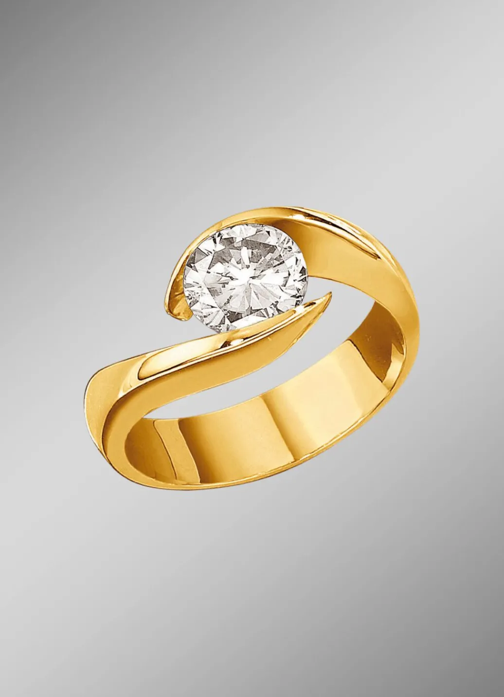 Damen-Solitärring mit champagnerfarbenem Brillant Damen Ringe