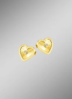 Damen Mona Ohrschmuck<Diamantierte Herz-Ohrstecker