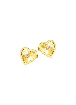 Damen Mona Ohrschmuck<Diamantierte Herz-Ohrstecker