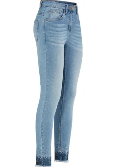 Damen Mona Lange Hosen|Jeans<Edel-Jeans mit Fransensaum