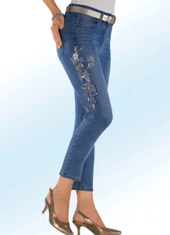 Damen Mona Lange Hosen|Jeans<Edel-Jeans mit funkelnden Pailetten