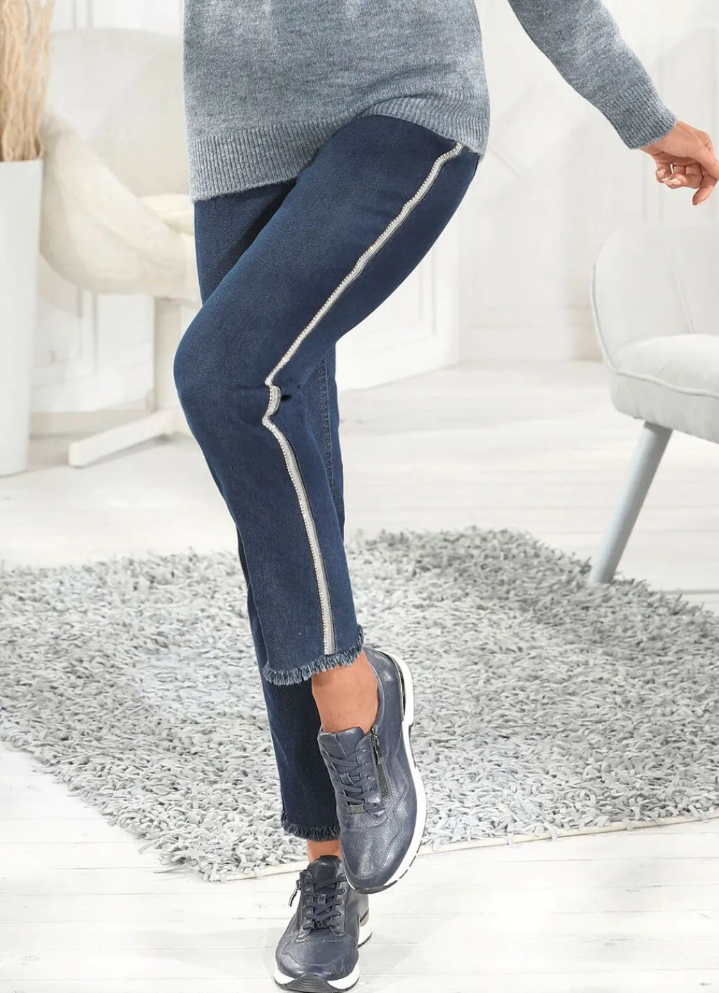 Damen Mona Lange Hosen|Jeans<Edel-Jeans mit Strasssteinchen