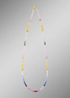 Best Edle Halskette mit echt Safir in Multicolor Damen Halsketten