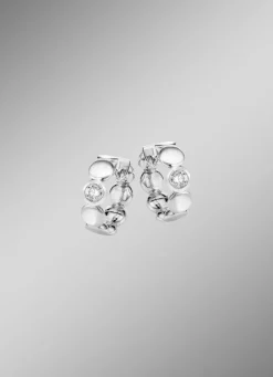 Clearance Edle Klappcreolen mit Zirkonia Damen Ohrschmuck
