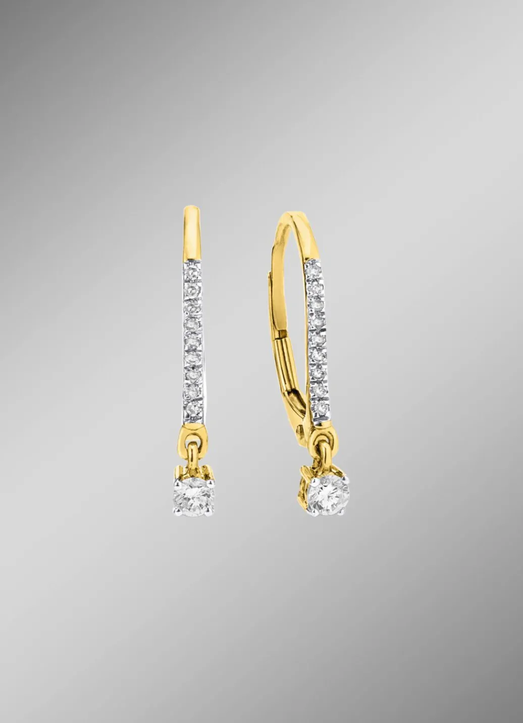 Edle Ohrringe mit 2 Brillanten und 18 Diamanten Damen Ohrschmuck