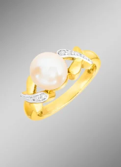 Online Edler Damenring mit Diamanten und Akoya-Perle Damen Ringe