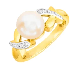 Online Edler Damenring mit Diamanten und Akoya-Perle Damen Ringe