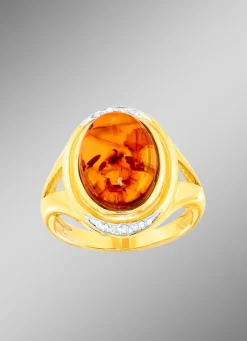 Discount Edler Damenring mit echt Bernstein Damen Ringe