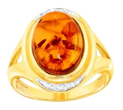 Discount Edler Damenring mit echt Bernstein Damen Ringe
