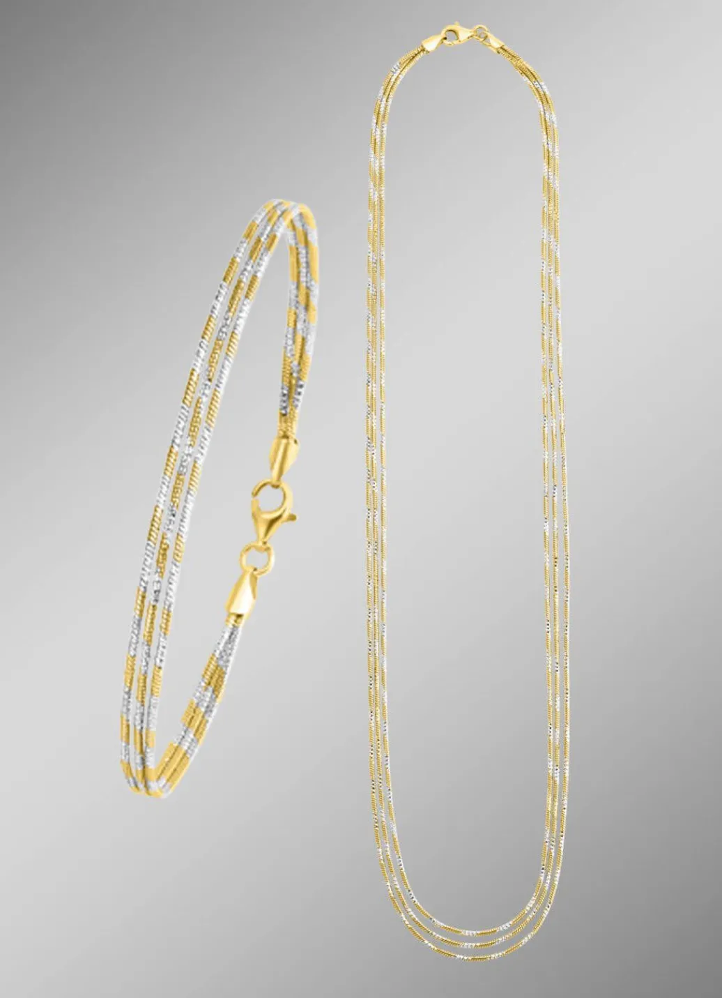 Online Edles Schmuck-Set in Bicolor, 2-teilig Damen Halsketten|Armbänder