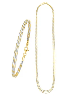Online Edles Schmuck-Set in Bicolor, 2-teilig Damen Halsketten|Armbänder