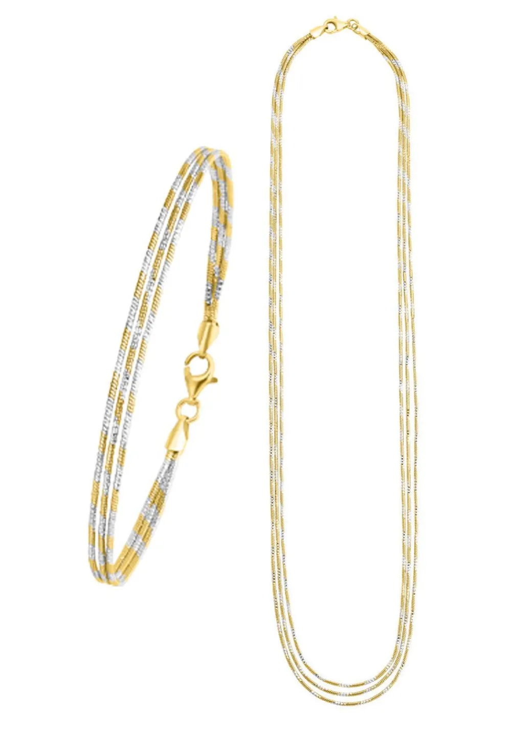 Online Edles Schmuck-Set in Bicolor, 2-teilig Damen Halsketten|Armbänder