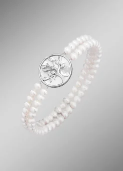 Discount Elastisches 2-reihiges Armband mit Süßwasser-Zuchtperlen Damen Armbänder