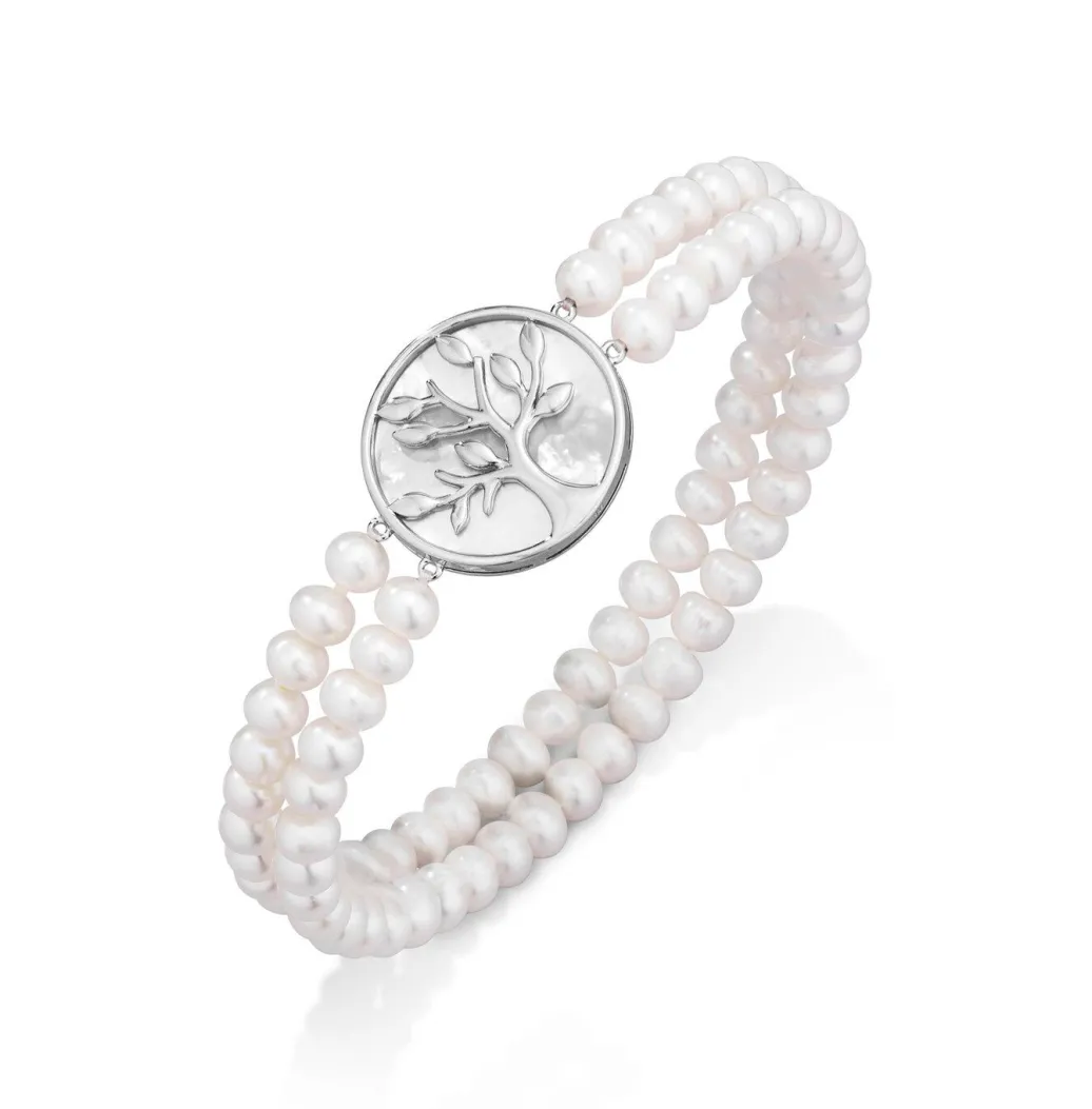Discount Elastisches 2-reihiges Armband mit Süßwasser-Zuchtperlen Damen Armbänder