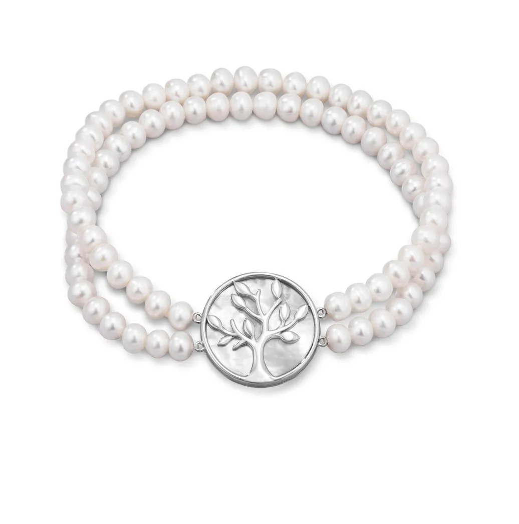 Discount Elastisches 2-reihiges Armband mit Süßwasser-Zuchtperlen Damen Armbänder