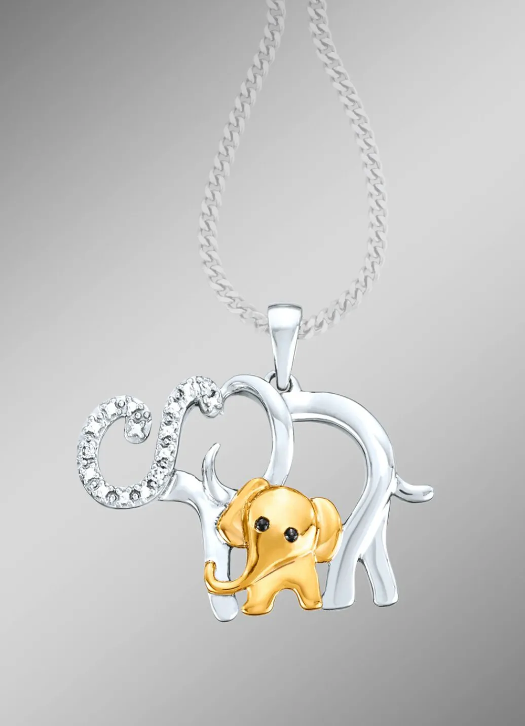 New Elefanten-Anhänger mit 3 Diamanten Damen Anhänger