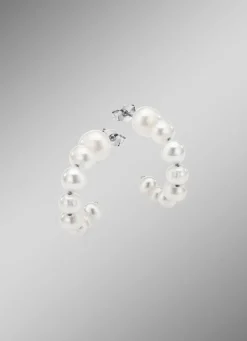 Outlet Elegante Creolen mit Süßwasser-Zuchtperlen Damen Ohrschmuck