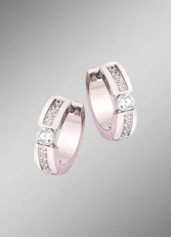 Damen Mona Ohrschmuck<Elegante Klappcreolen mit synth. Zirkonia