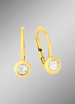 Clearance Elegante Ohrringe in Gelbgold mit Brillant Damen Ohrschmuck