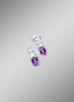 Damen Mona Ohrschmuck<Elegante Ohrstecker mit echt Amethyst und synth. Zirkonia