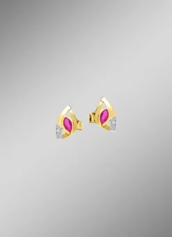 Damen Mona Ohrschmuck<Elegante Ohrstecker mit Rubin und Zirkonia
