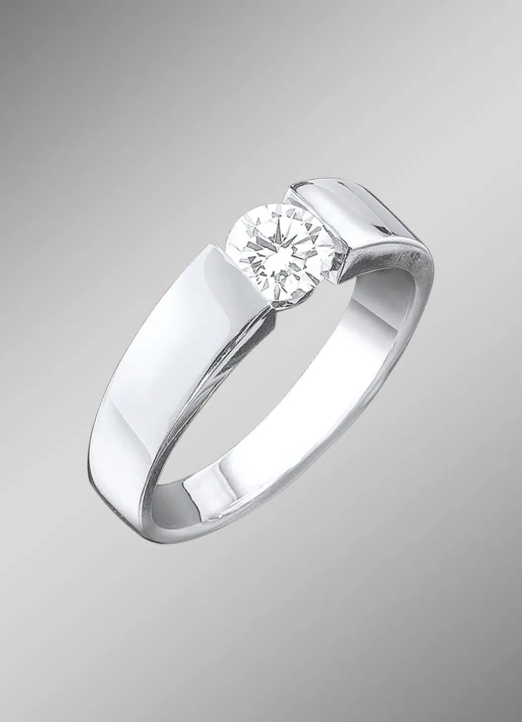 Damen Mona Ringe<Eleganter Damenring in Weißgold mit Brillant
