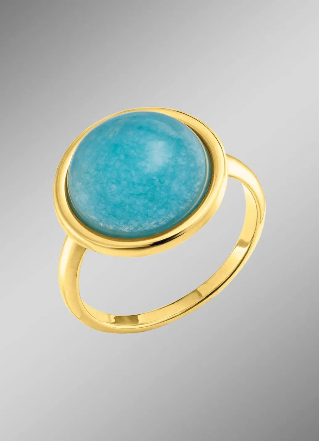 New Eleganter Damenring mit echt blauem Chalcedon Damen Ringe