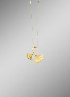 New Eleganter Ginkgoblatt-Anhänger Damen Halsketten