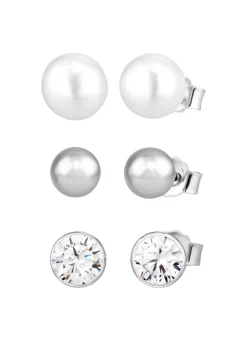 Online Elegantes Ohrstecker-Set aus Silber, 3 Paar Damen Ohrschmuck