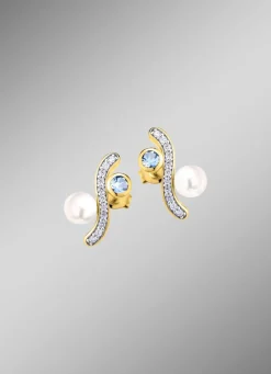 Damen Mona Ohrschmuck<Eleganz mit einem Hauch von Farbe – Vergoldete Ohrstecker