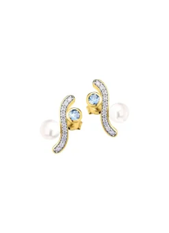 Damen Mona Ohrschmuck<Eleganz mit einem Hauch von Farbe – Vergoldete Ohrstecker