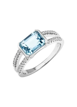 Discount Eleganz trifft auf Zeitlosigkeit: Damenring mit Blautopas und synth. Zirkonia Damen Ringe