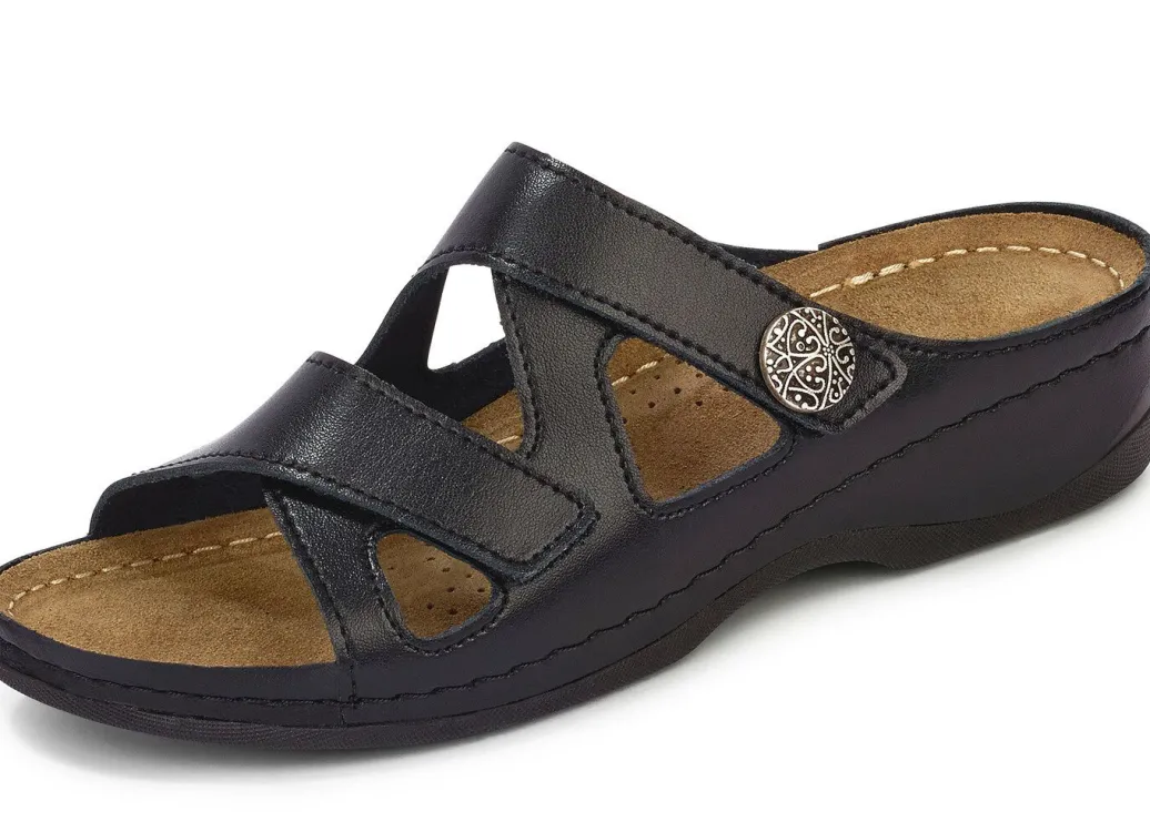 Clearance ELENA EDEN, bequeme Damen-Pantoletten, Weite G, mit Klettverschluss Damen Pantoletten