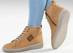 Hot ELENA EDEN Schnür-Bootie aus Nubukleder, mit Leder-Applikation Damen Winterschuhe|Stiefel & Stiefeletten