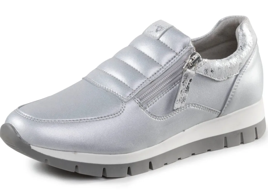 New ELENA EDEN Sneaker aus Nappaleder und silbergrau geprägtem Veloursleder Damen Sneaker & Sportschuhe