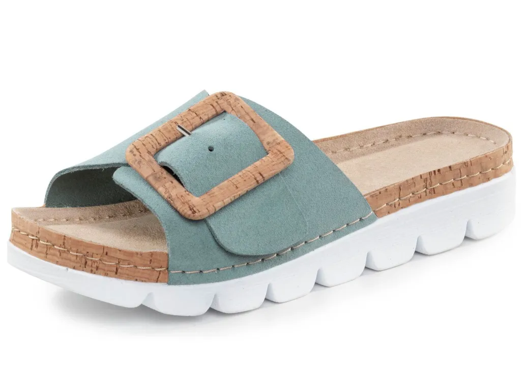 Discount ELENA EDEN, trendige Damen-Pantoletten, aus Leder Damen Pantoletten