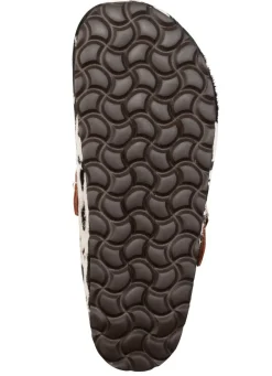 ELENA EDEN, trendige Damen-Clogs, Weite H, mit brauner Spange Damen Hausschuhe