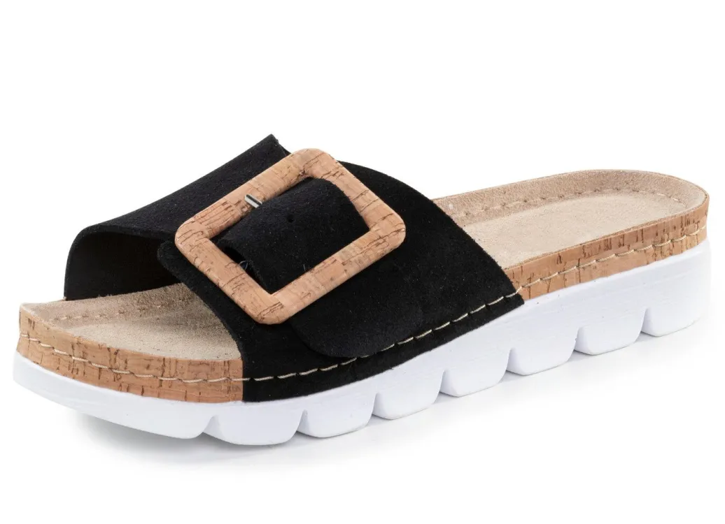 Sale ELENA EDEN, trendige Damen-Pantoletten, aus Leder Damen Pantoletten