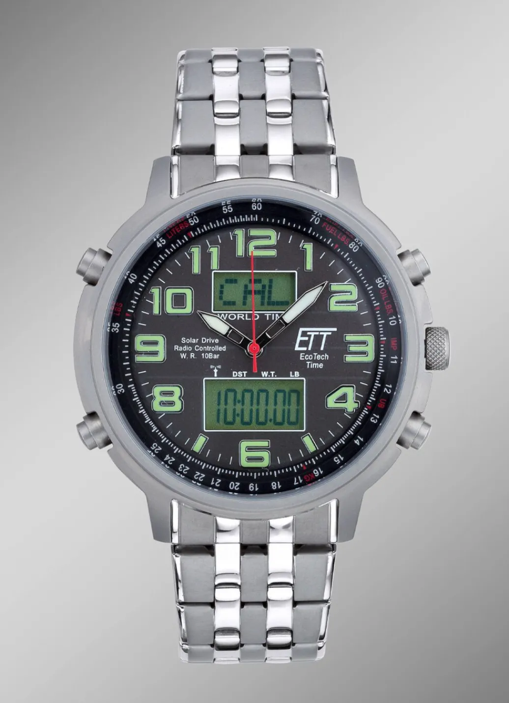 Discount ETT-Funk-Solar-Herrenuhr mit Edelstahlbandgehäuse Herren Funkuhren