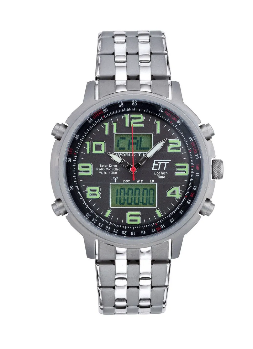 Discount ETT-Funk-Solar-Herrenuhr mit Edelstahlbandgehäuse Herren Funkuhren