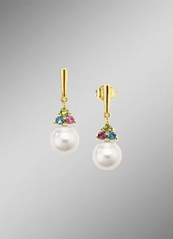 Damen Mona Ohrschmuck<Exquisite Eleganz Ohrstecker mit Süßwasser-Zuchtperlen und Edelsteinen