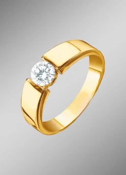 Damen Mona Ringe<Exquisiter Damenring in Gelbgold mit Brillant