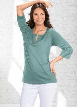 Online Exzellentes Shirt mit Faltenlegung in 2 Farben Damen Shirts Mit Strass|Kurzarm