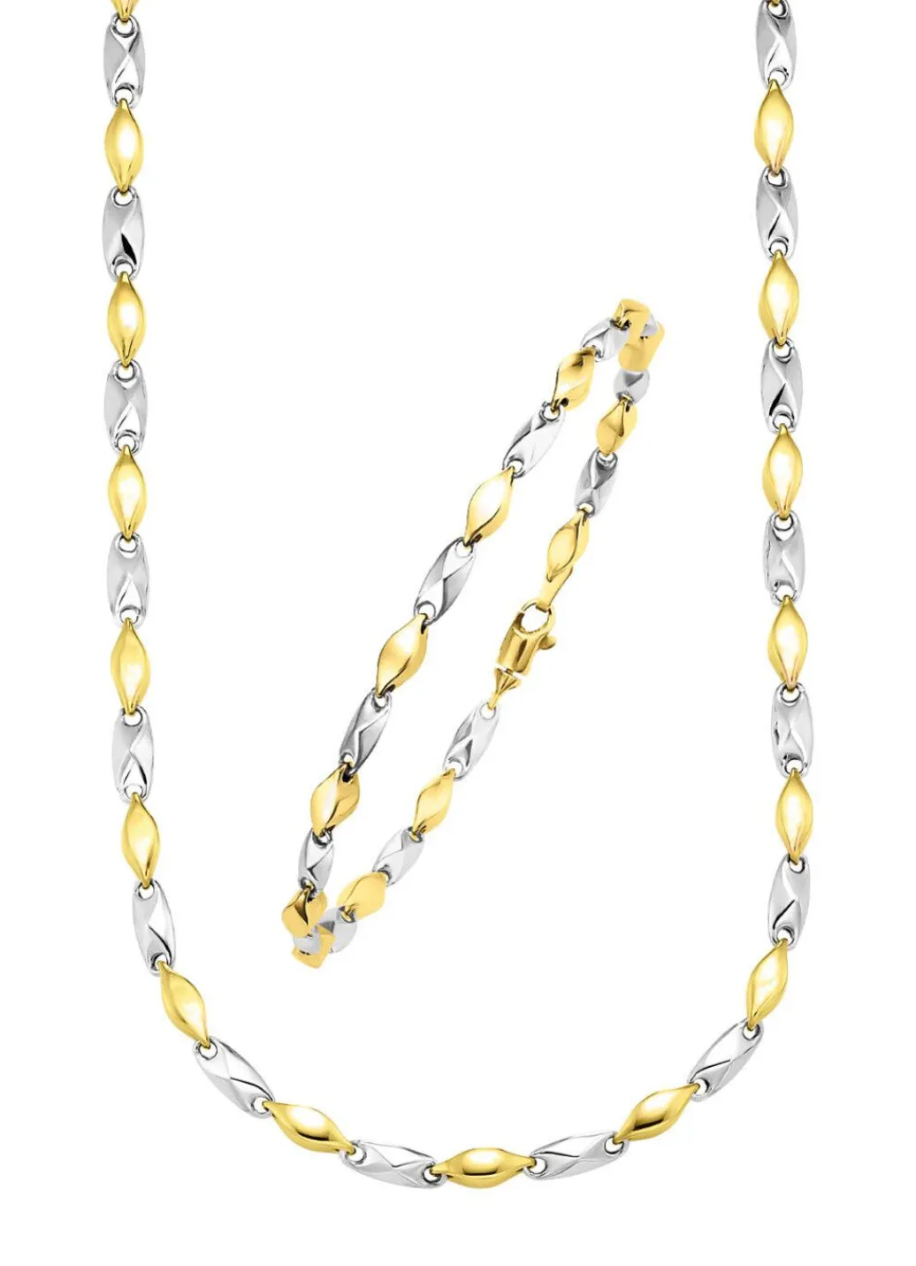 Best Fantasieketten-Garnitur in Bicolor Damen Halsketten|Armbänder